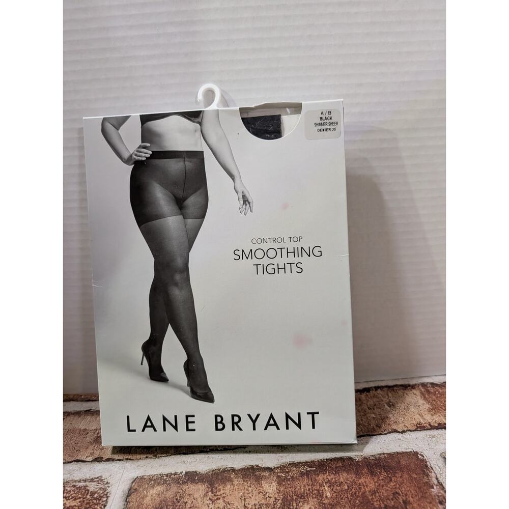 Lane Bryant Control Top Smoothing Tights Black Shimmer Sheer A/B Sz 12-16 NEW